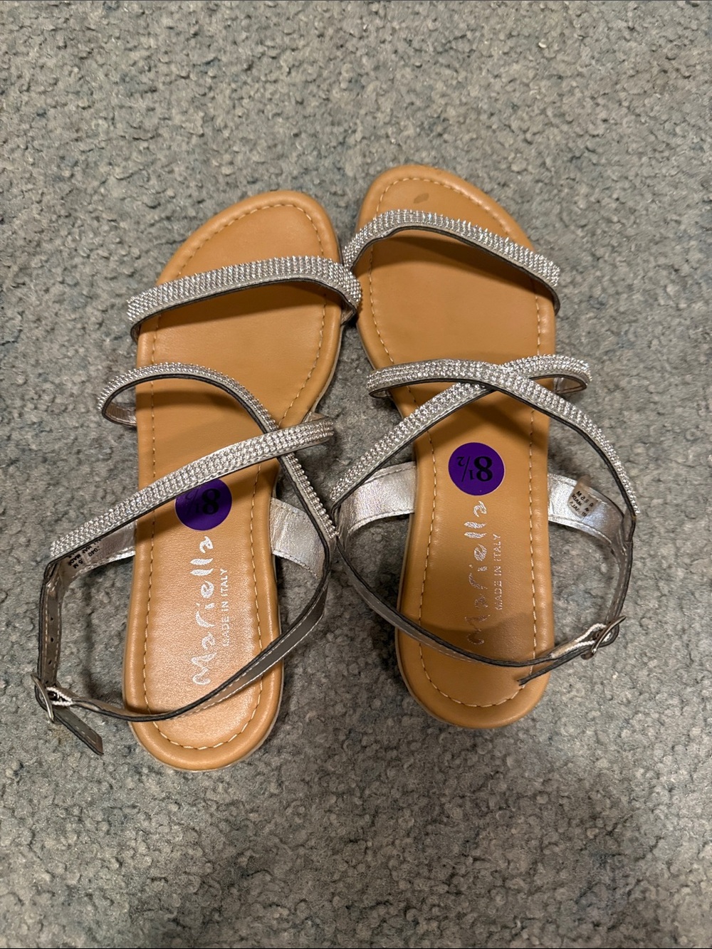 Silver Rhinestone Strappy Women's Sandals - Silver8.5